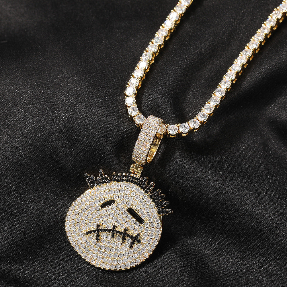 Jewelry small thorn cartoon hip hop necklace pendant trendy zircon rapper Spectrum Animal