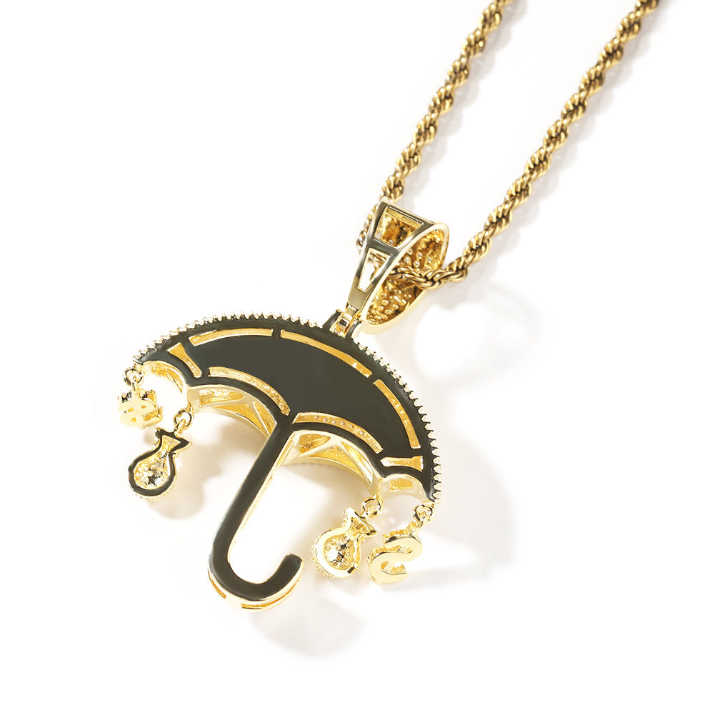 Jewelry Fashion Zircon Umbrella Pendant hiphop Spectrum