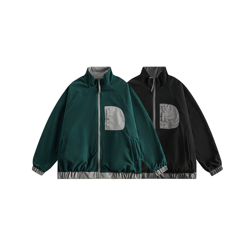 Unisex Jacket Vintage Double-Sided Men's Stand Collar Spring and Autumn Coat