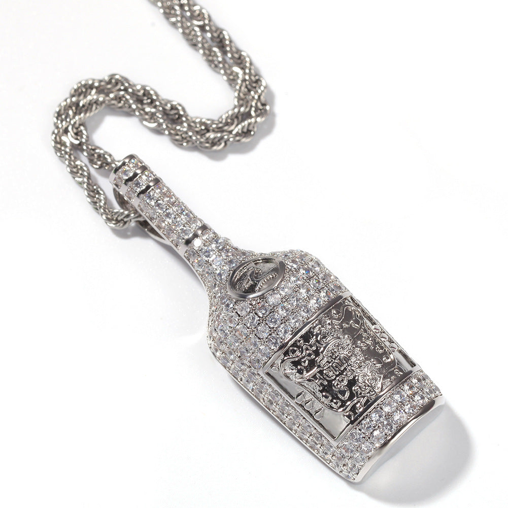 Jewelry Design Wine Bottle Pendant Fashion Copper with Zircon Jesus Pieces Far East