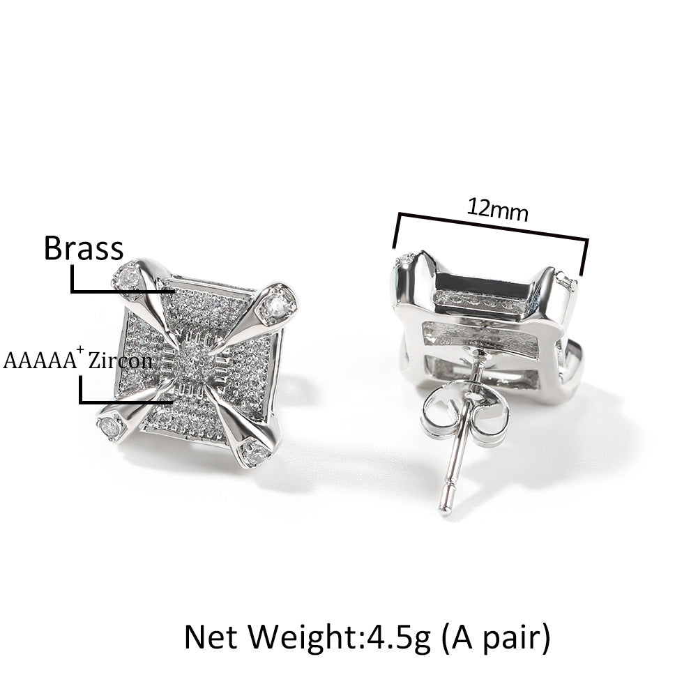 Earrings Zircon Square Earrings Spectrum