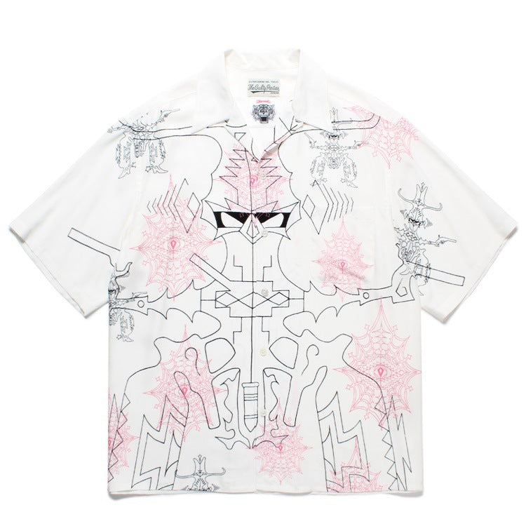 GUILTYPARTIES TIGER Shirts WOLF'S HEAD Spider Eyes, Hawaiian Short Sleeve Shirt Men