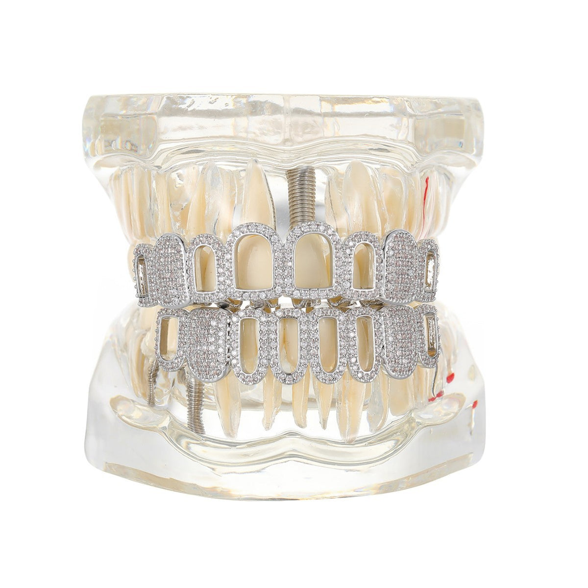 Grillz Hip-Hop Rock Hip Hop Singer Braces Real Gold Plated Hollow Teeth Filled with Diamonds Cross Border HIPHOP Braces Halloween Hip Hop Ornaments