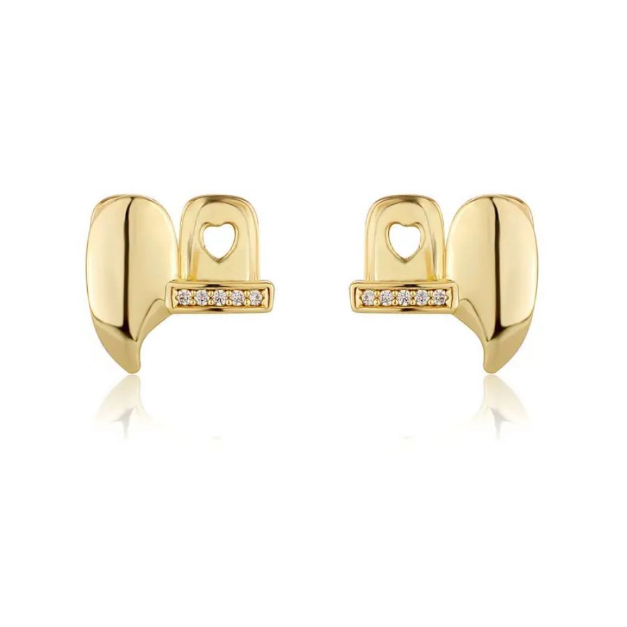 Grillz Hip-Hop Rock Symmetrical Fangs Zircon Braces Horizontal Bar Combination Personalized Dentures Men's Cross-Border Hip-Hop Accessories
