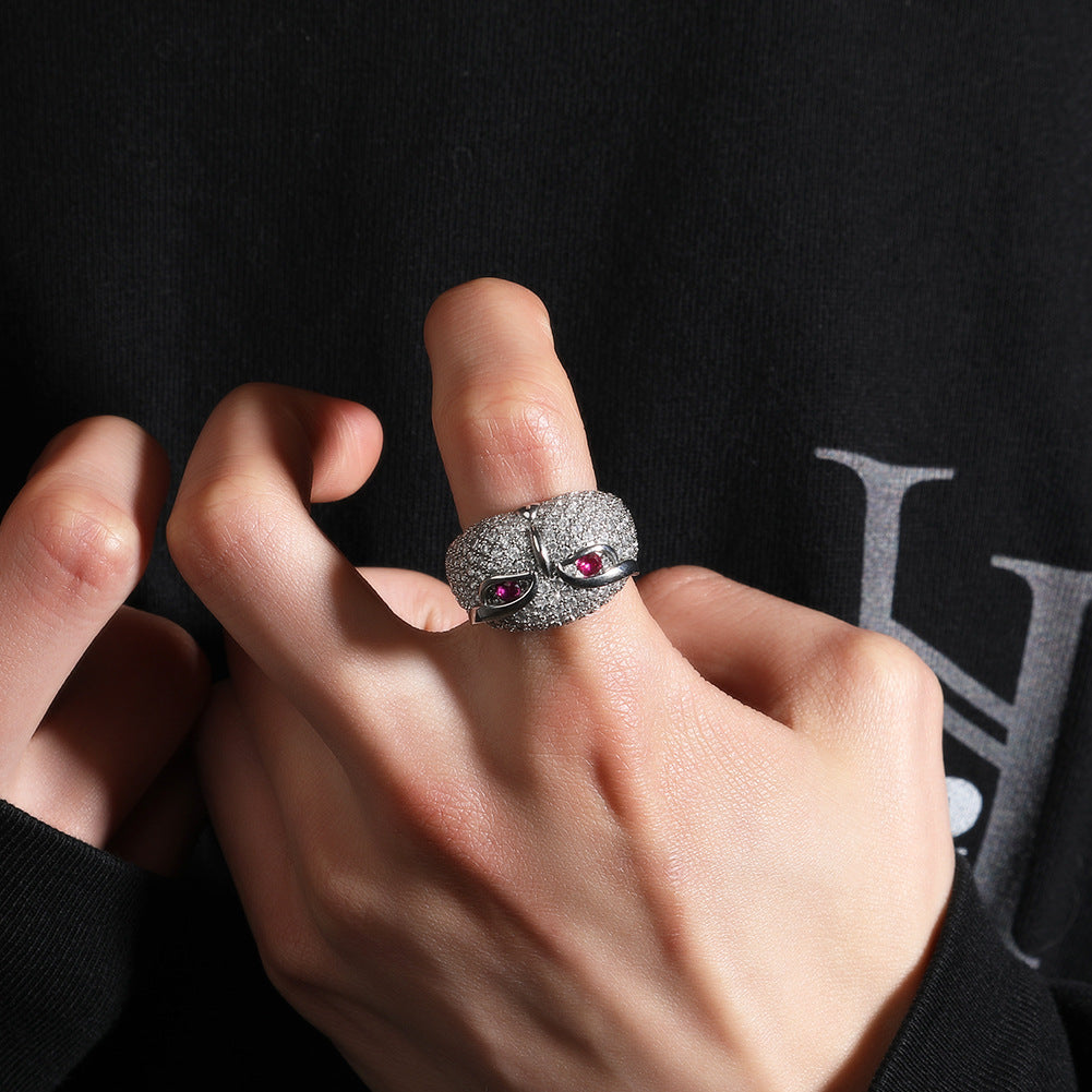 Rings Owl Ring Hip Hop Copper Set 5A Zircon Spectrum Animal