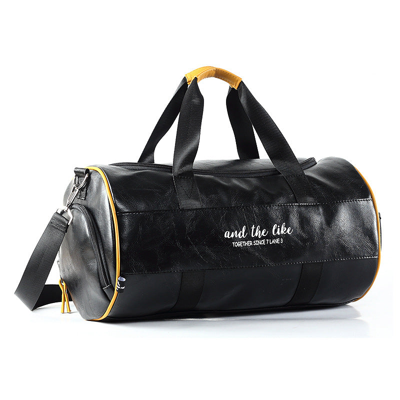 Leather duffel bag travel bag shoulder messenger bag sports bag wet and dry separation men's fitness bag women's hand