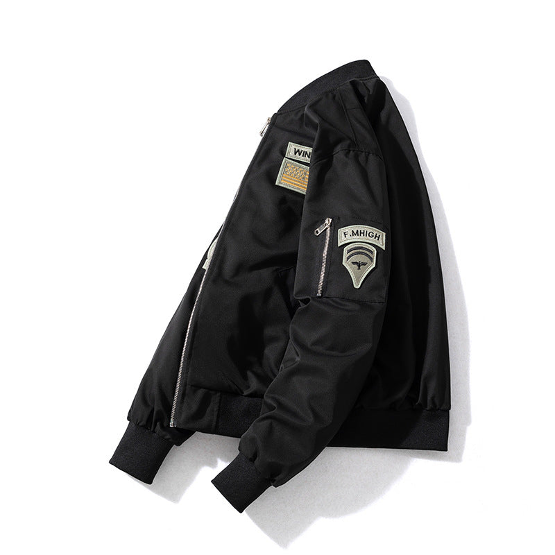 Mens Vintage Jackets Flight Suit Jacket Vintage Embroidered Baseball Suit Hooded