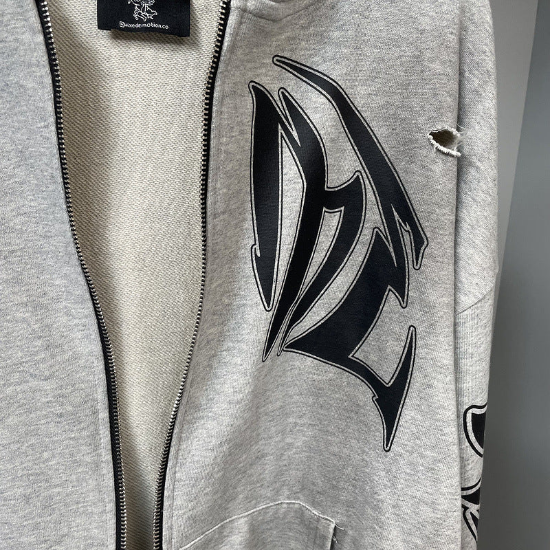Mixed Emotion T-Shirt Vintage Loose Casual Cardigan Hoodie Jacket