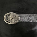 American vintage-style leather belt anti-encirclement and suppression Medusa three-dimensional relief metal buckle head belt American retro trend belt