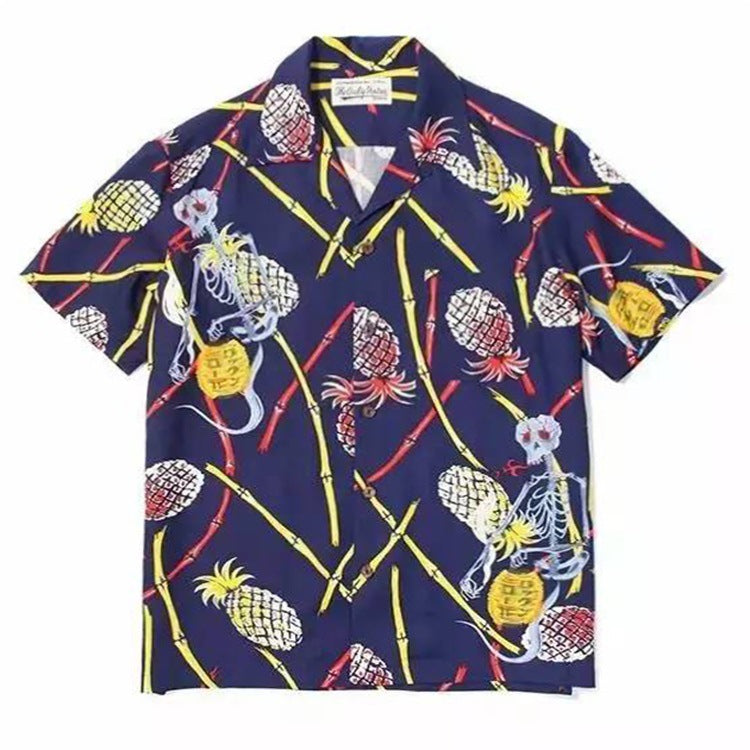 GUILTYPARTIES TIGER Shirts 18SS Heaven Tokyo, covered in pineapple skull Hawaiian short-sleeved shirt