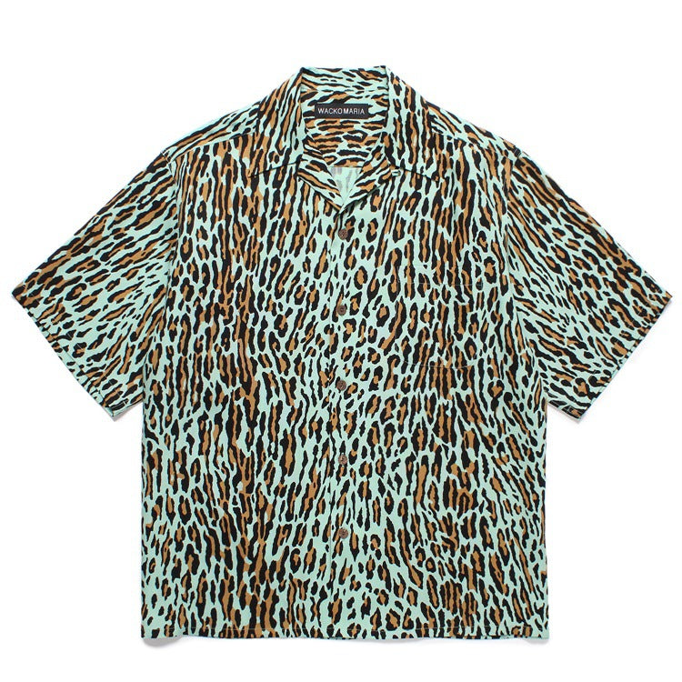 GUILTYPARTIES TIGER Shirts Leopard Rayon Hawaiian Short Sleeve Shirt Beach Shirt Men