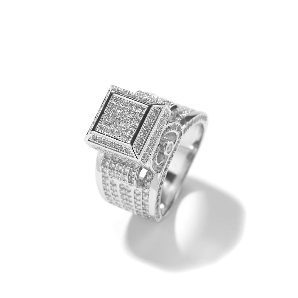 Rings Vintage Square Diamond Ring Hip Hop American Spectrum St. Valentine's