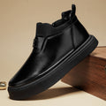 Men Boots Men's High Top Leather Boots Trendy Knitted Socks Mouth Sleeve Men's Boots Thick Sole Height Increase Chelsea Short Boots Men's