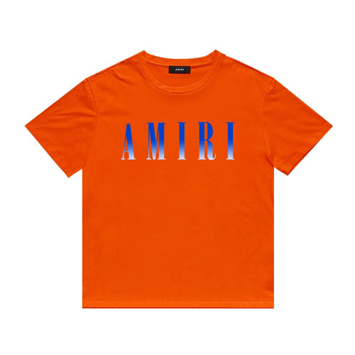 Amiri T Shirt Gradient Letter Flower Casual Hip Hop Short Sleeve T-shirt
