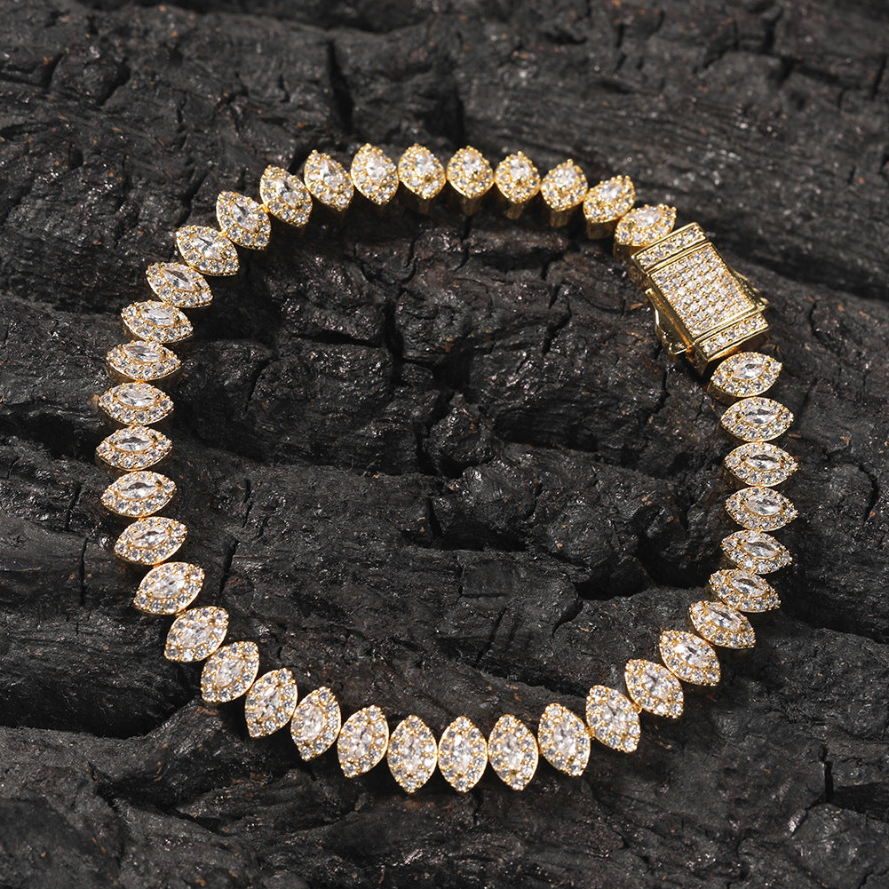 Bracelet Full Diamond Spring Button Horse Eye Bracelet Hip Hop Micro Zircon Spectrum St. Valentine's