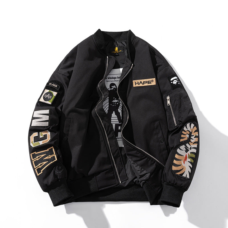 Mens Bomber Jacket MA-1 Winter Thickness available cotton-padded jacket embroidered Spring Autumn Winter Casual American Vintage Pilot