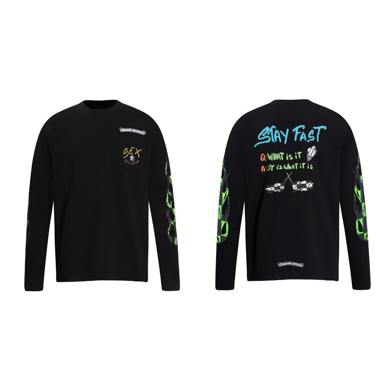 CHH  Heart Long Sleeve Shirt Unisex Fashion Loose Long Sleeve Shirt