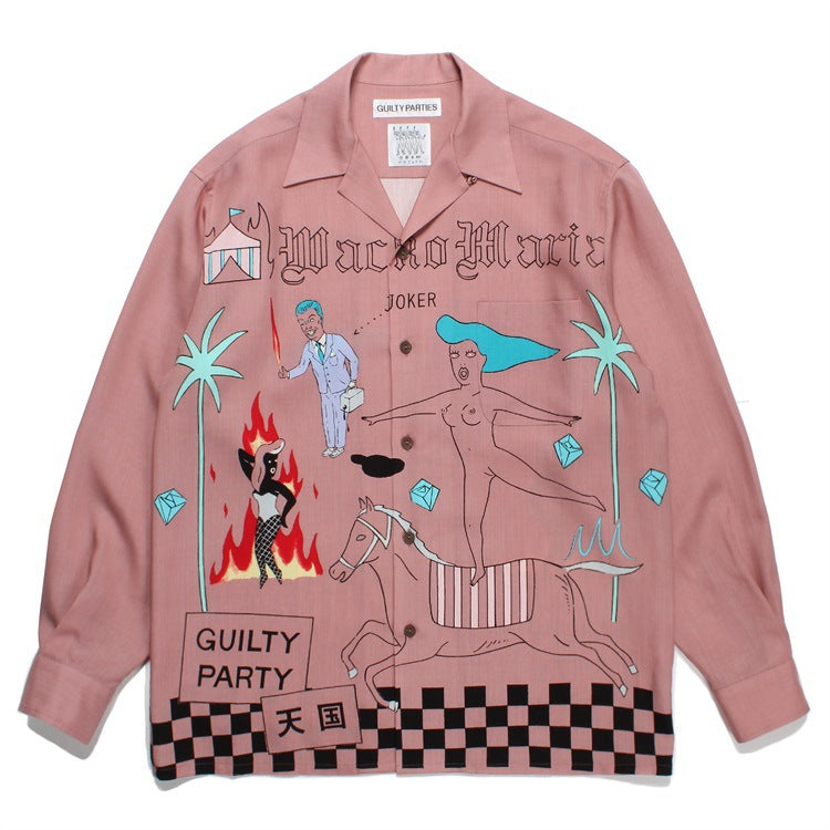 GUILTYPARTIES TIGER Long sleeved shirt World Peace series theme Hawaiian rayon long-sleeved shirt