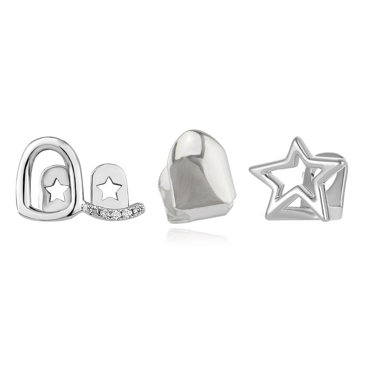 Grillz Hip-Hop Rock Hollow Single Hollow Bar Drill Triple Braces Daily Out Cool Glossy Gold Teeth Hip Hop Versatile Cross-border Accessories