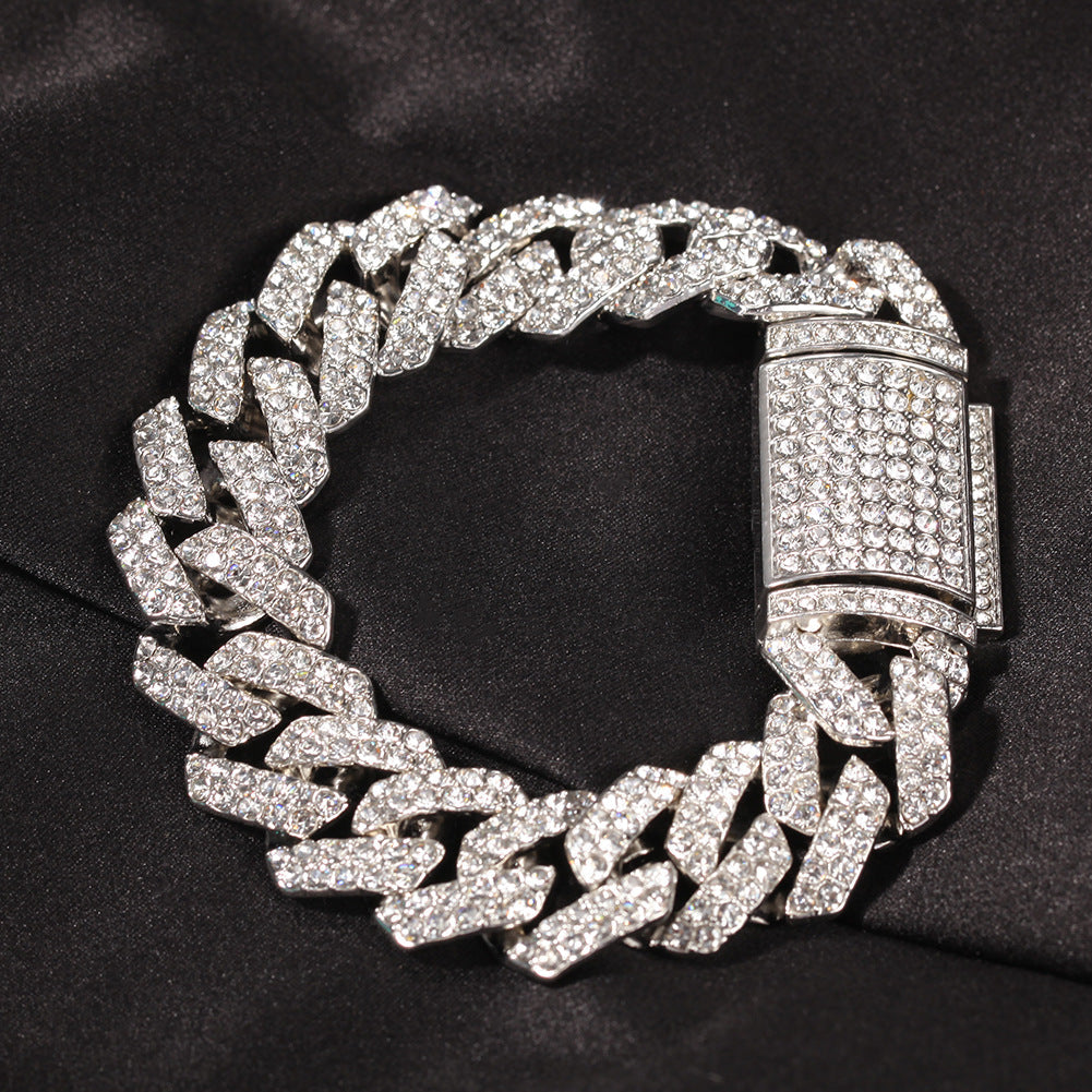 Bracelet Hip Hop Style ins Fashion 18mm Cuban Bracelet Alloy Bracelet Spectrum St. Valentine's