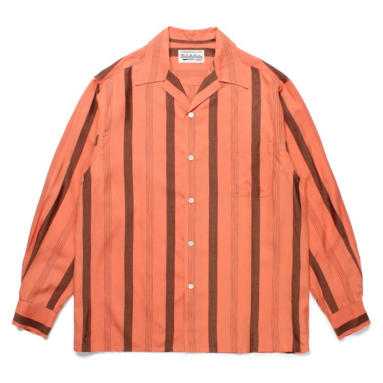 GUILTYPARTIES TIGER Long sleeved shirt 24AW new striped, leopard print Hawaiian rayon long-sleeved shirt men