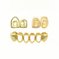 Grillz Hip-Hop Rock Hollow Double Hollow Bar Drill Triple Braces Daily Out Cool Glossy Gold Teeth Hip Hop Versatile Cross-border Accessories