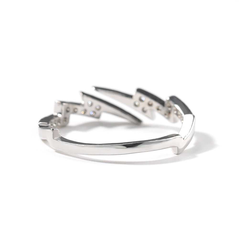 Rings Hip Hop Copper Zircon Cool Lightning Ring Spectrum