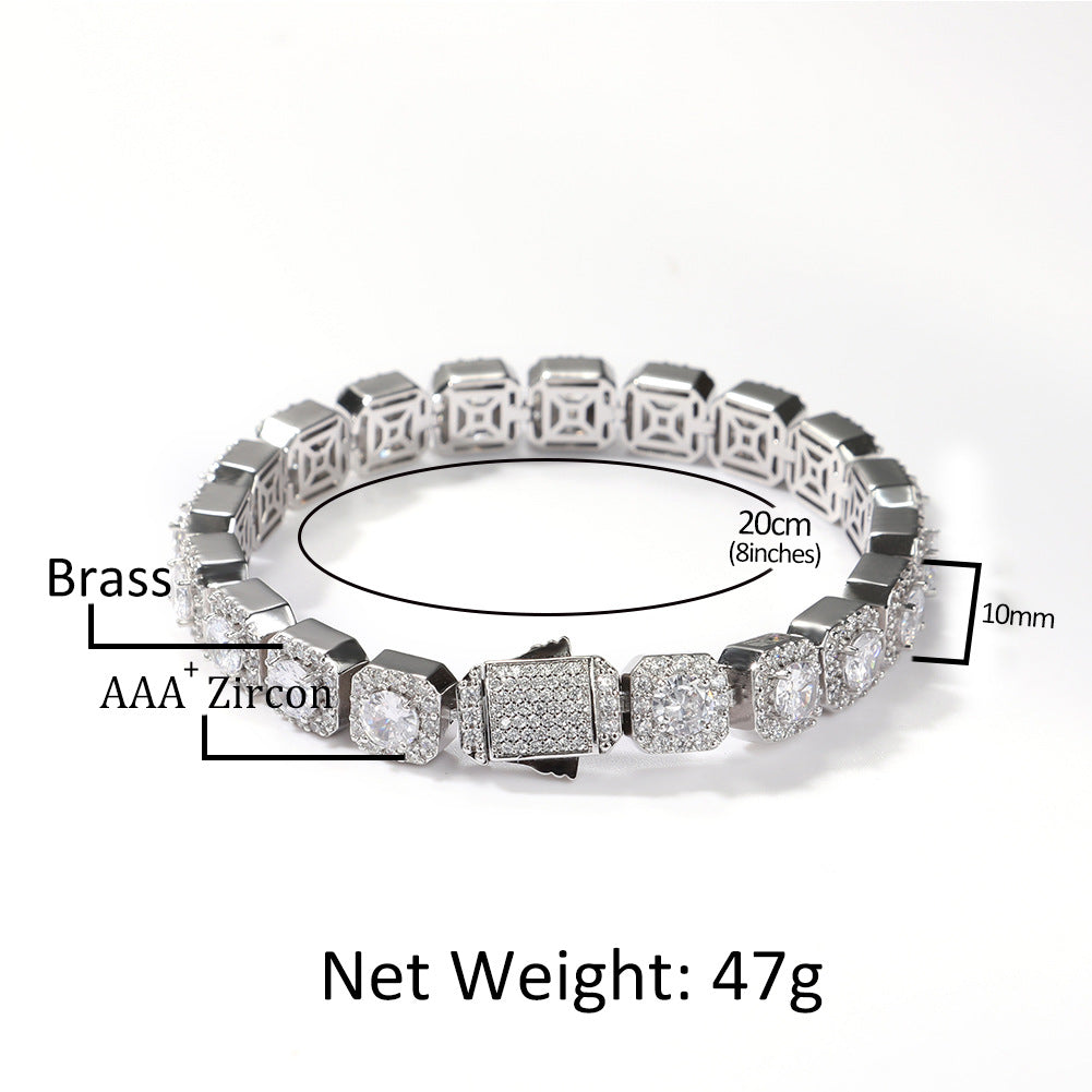 Bracelet Copper Zircon Flower Rock Sugar Chain Bracelet Spectrum St. Valentine's