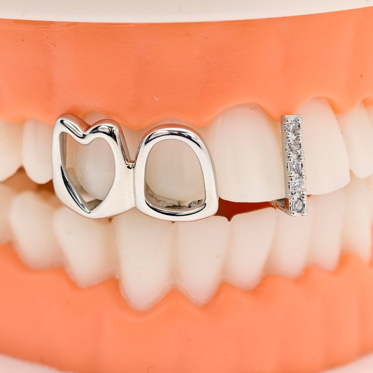 Grillz Hip-Hop Rock Hollow Love Stick Drill Double Braces Daily Out Cool Glossy Gold Teeth Hip Hop Versatile