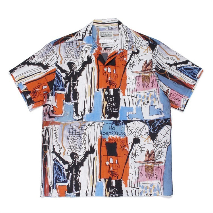 GUILTYPARTIES TIGER Shirts Basquiat graffiti Hawaiian short-sleeved flower shirt for men and women