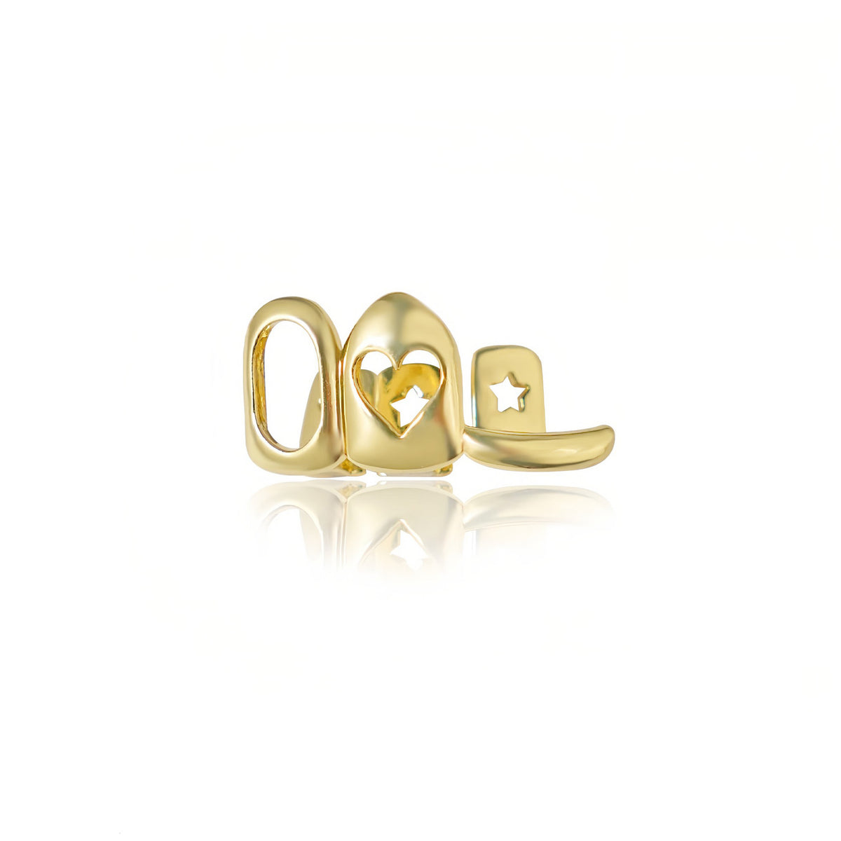 Grillz Hip-Hop Rock Love Braces Cross-border Hollow Triple Braces Heart-shaped Design Independent Braces Fashion Accessories Hip Hop Braces