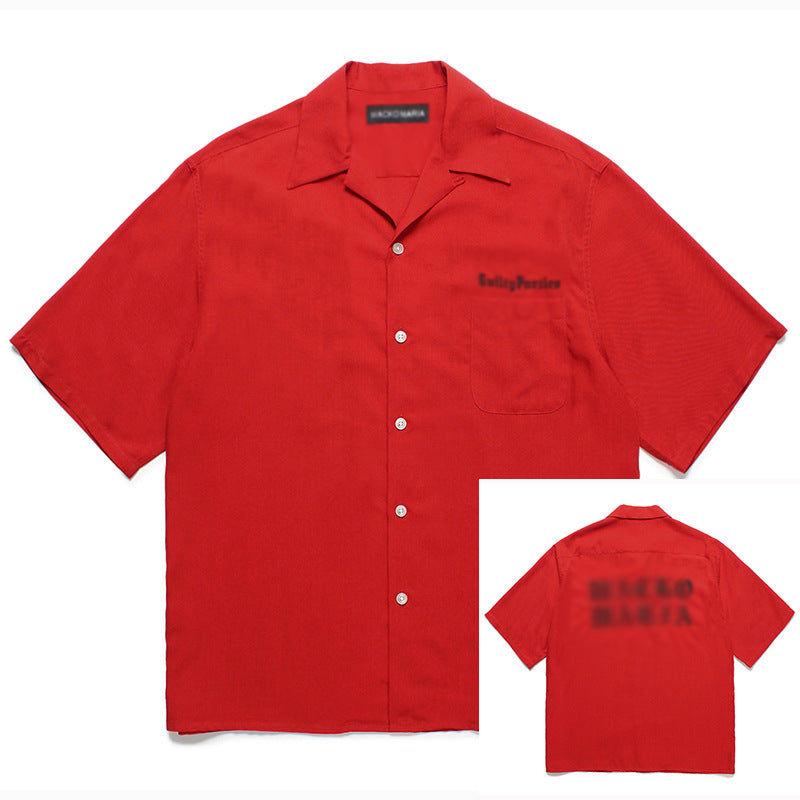 GUILTYPARTIES TIGER Shirts Solid color embroidered Hawaiian rayon short-sleeved shirt trendy brand
