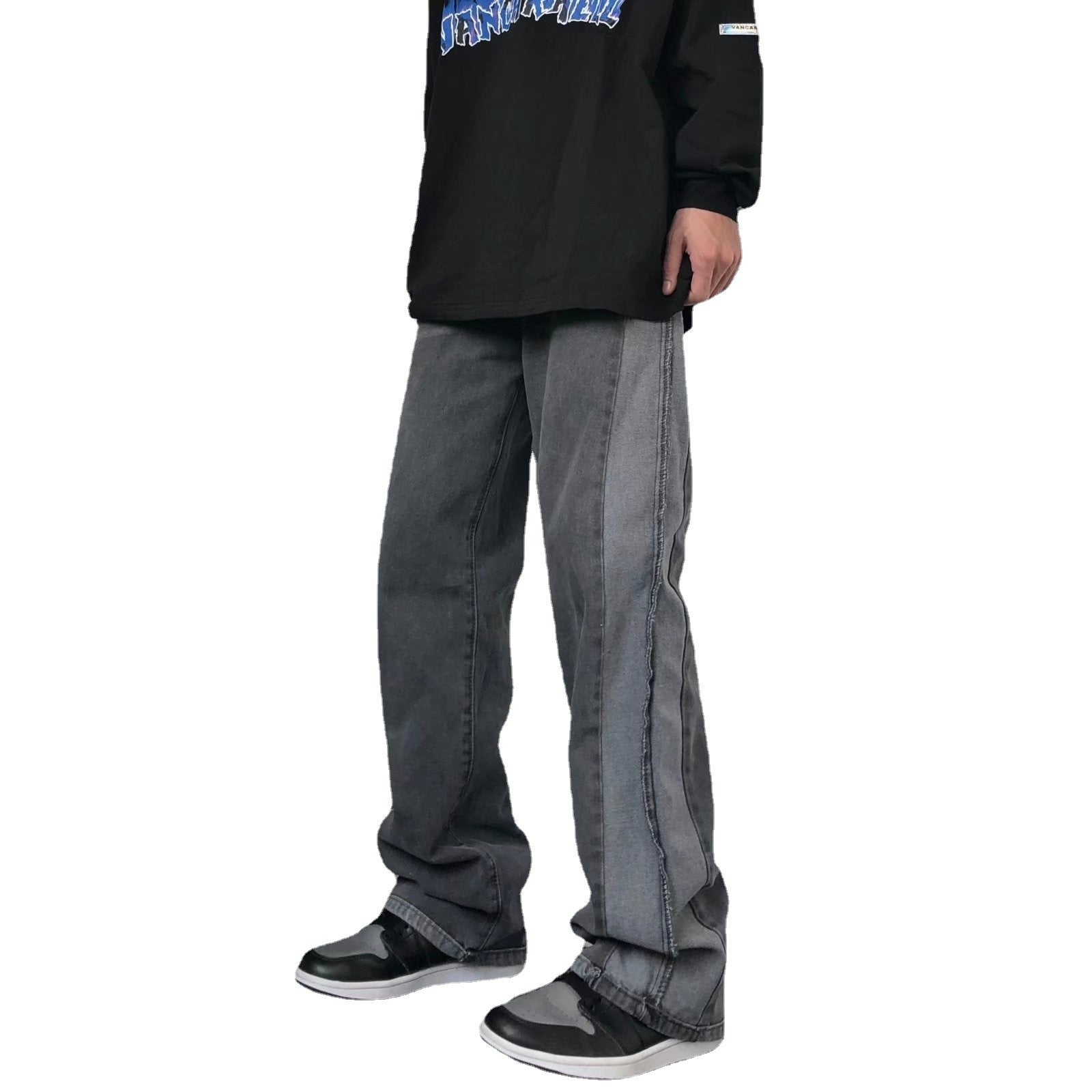 Men Jeans Loose Straight Jeans Fall Casual Wide-Leg Trousers