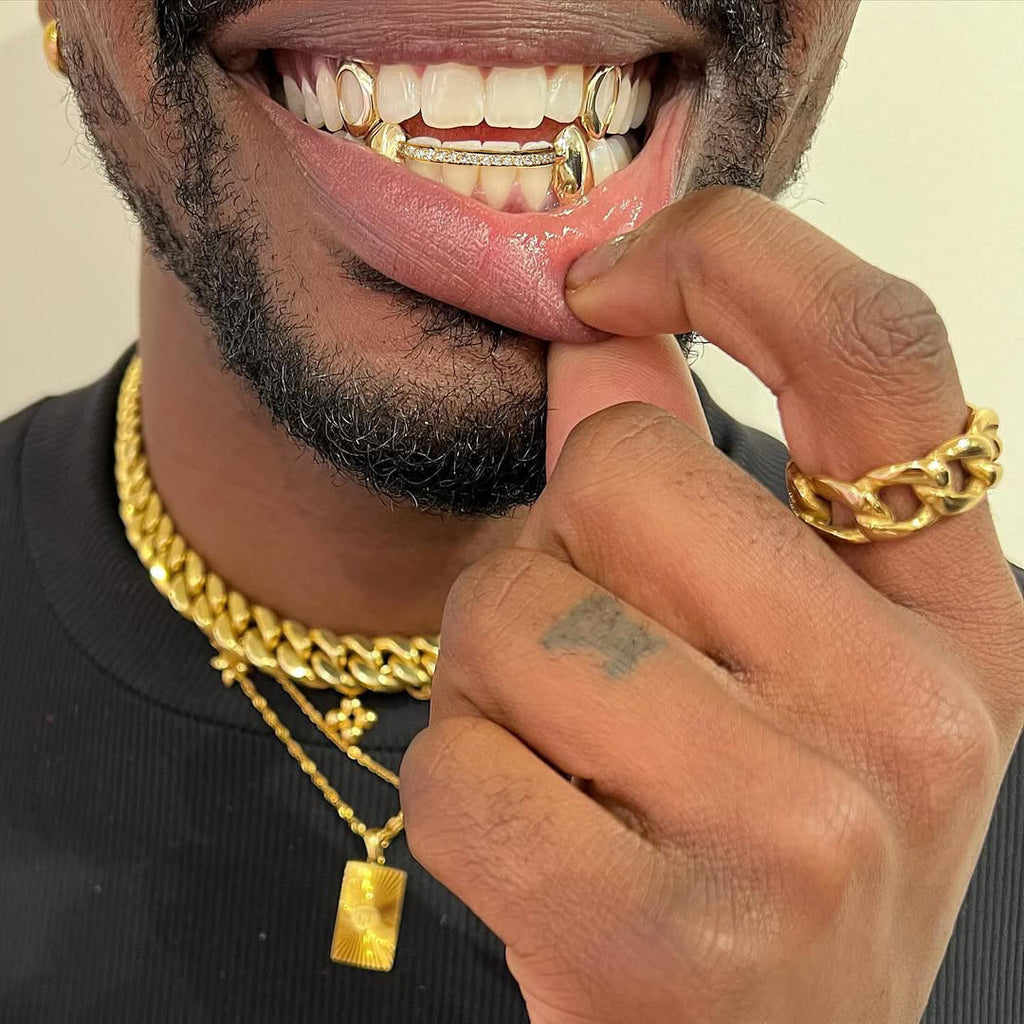 Grillz Hip-Hop Rock Hip Hop Zirconium Trim Braces TeethGrillz Real Gold Plated Braces