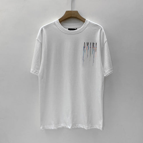 Amiri T Shirt Colorful Splash Ink Casual round Neck Short Sleeves T-shirt