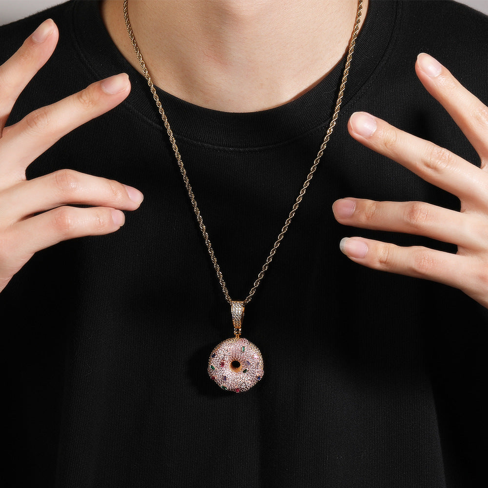 Jewelry Diamond Colored Donut Pendant Necklace ins St. Valentine's Royalty Angel Pieces
