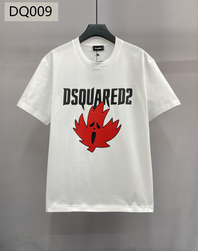 DSQ2 Maple Leaf Monogram Print Trendy Short Sleeves