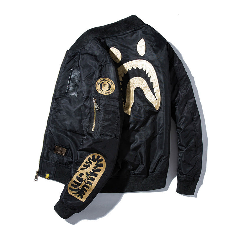 Mens Bomber Jacket MA-1 Winter Thickness available cotton-padded jacket sticker embroidered Air Force pilot couple baseball jersey