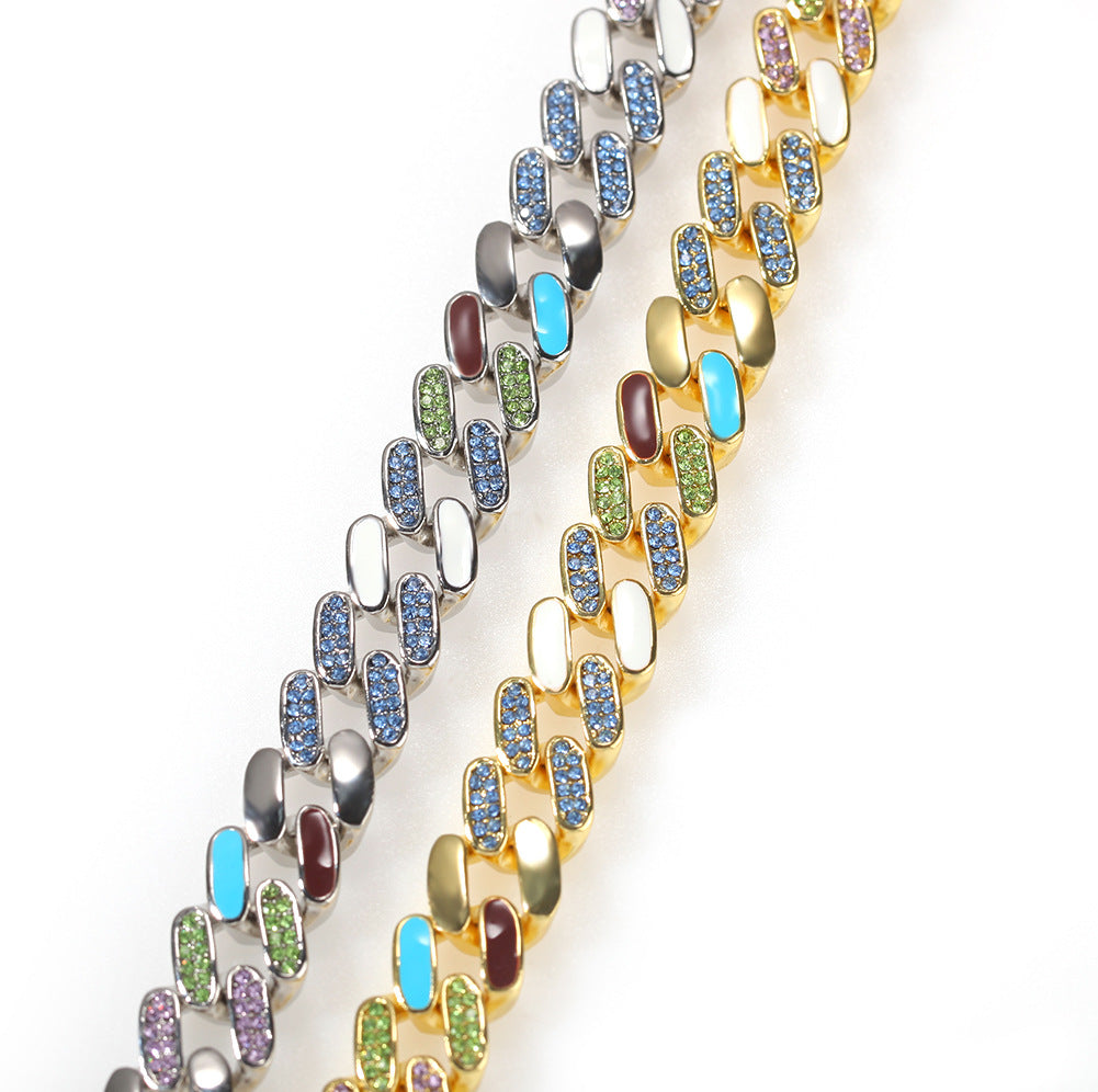 Bracelet Hip Hop Oil Drop Alloy Colored Cuban Bracelet St. Valentine's Spectrum