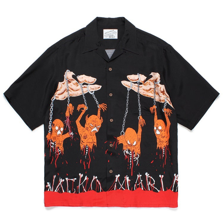 GUILTYPARTIES TIGER Shirts 24ss NECKFACE Co-branded Funny Graffiti, Hawaiian Short Sleeve Shirt