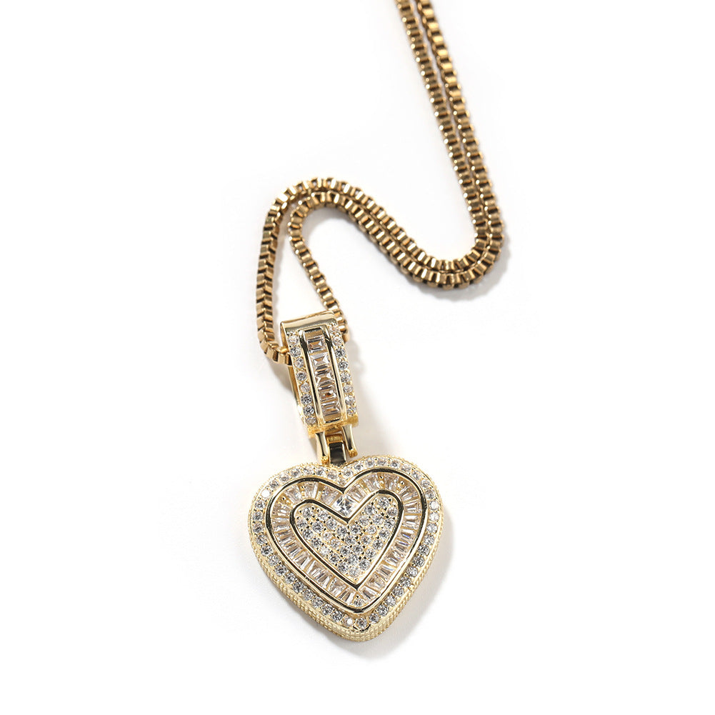 Jewelry Rock Sugar Love Pendant ins Wind Light Luxury Copper Zircon Heart St. Valentine's Spectrum Cannabis