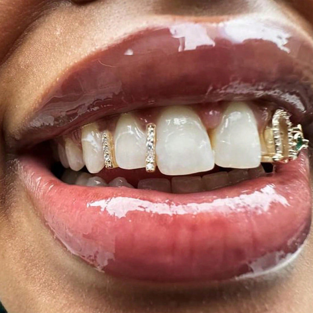 Grillz Hip-Hop Rock Hip Hop Zirconium Trim Braces TeethGrillz Real Gold Plating