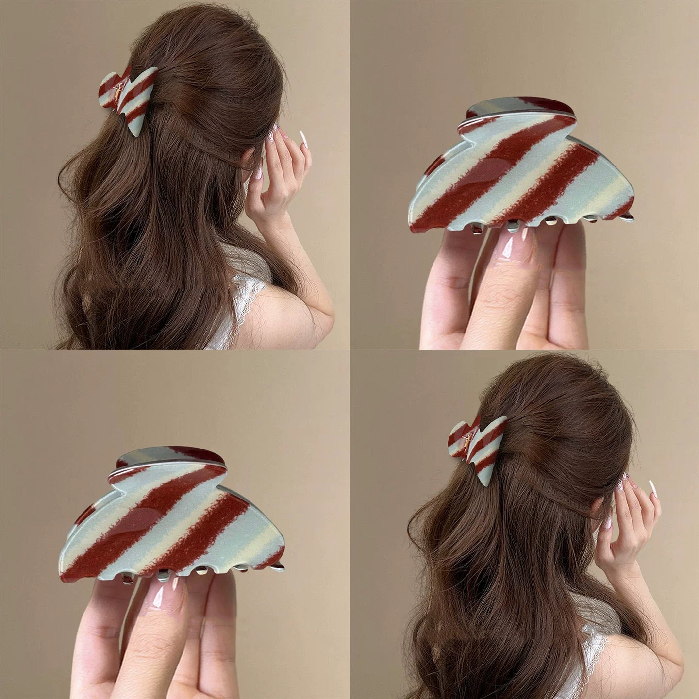 Sea Salt Mint Twill Grab Clip Fresh Half Tie Hair Shark Clip Hair Clip