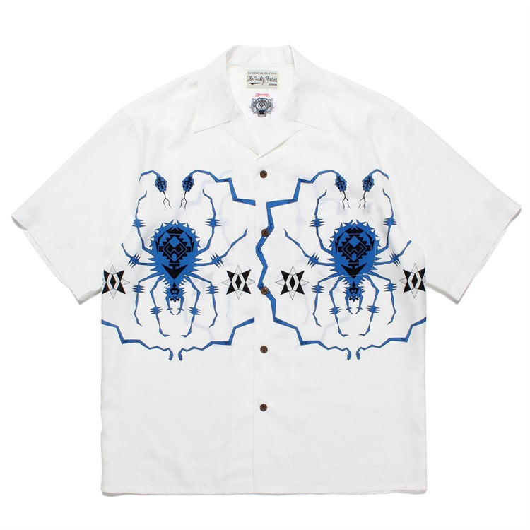 GUILTYPARTIES TIGER Shirts 23SS WOLF'S HEAD Spider Hawaiian Loose Short Sleeve Shirt Men