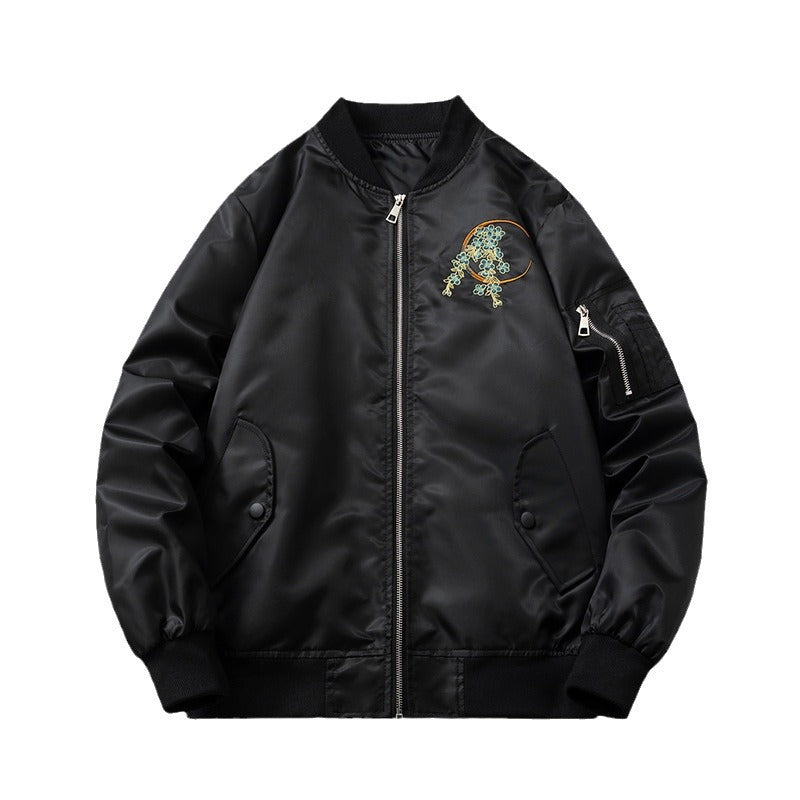 Mens Vintage Jackets Auspicious Dragon Embroidered Jacket Air Force Flight Suit Wave Baseball Suit