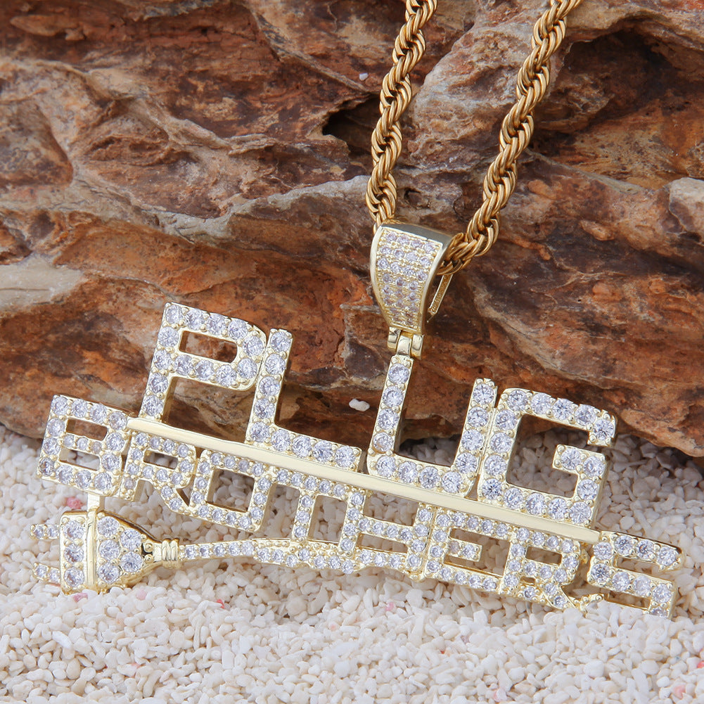 Jewelry Hip Hop Letter Entry Pendant Copper Inlaid Zircon 14K Gold Plated Pendant Alphabet Pieces Royalty