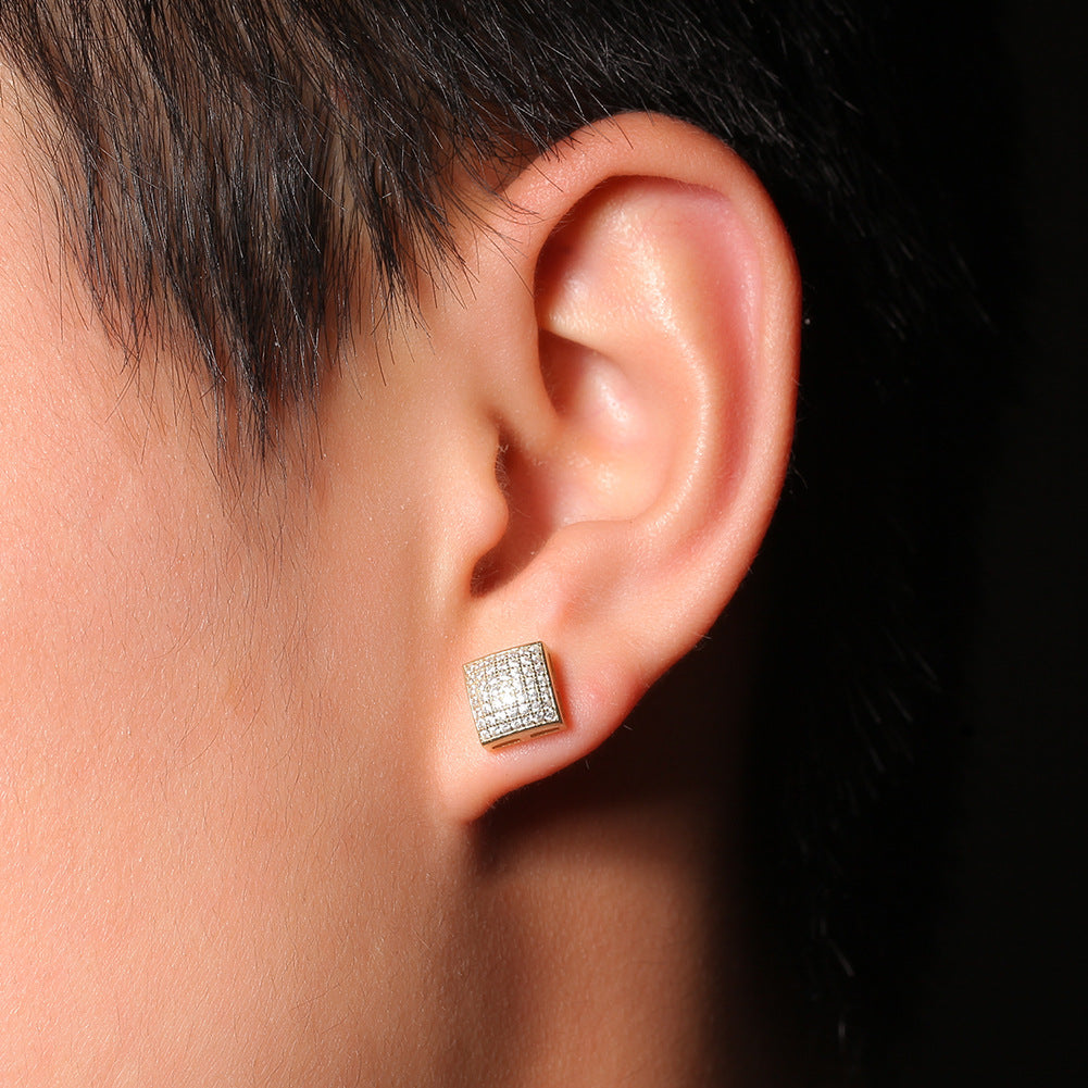 Earrings Square 925 Silver Zircon Earrings Spectrum