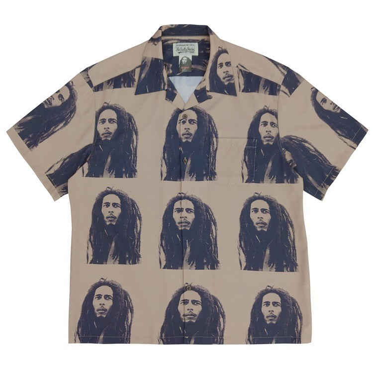 GUILTYPARTIES TIGER Shirts 23ss Reggae Music Godfather Portrait Printed Hawaiian Short Sleeve Shirt Men