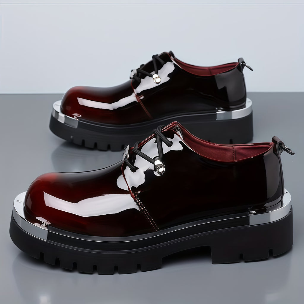 Men's dress shoes leather shoes men's thick-soled heightening leather shoes glossy derby shoes wedding business men's shoes light luxury high sense