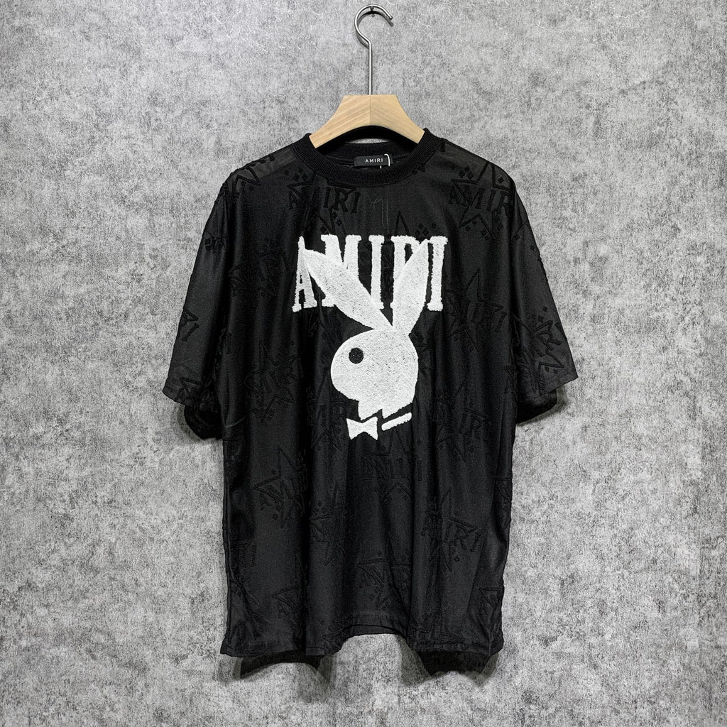 Amiri T Shirt Towel Embroidered Jacquard Casual round Neck Short Sleeve T-shirt